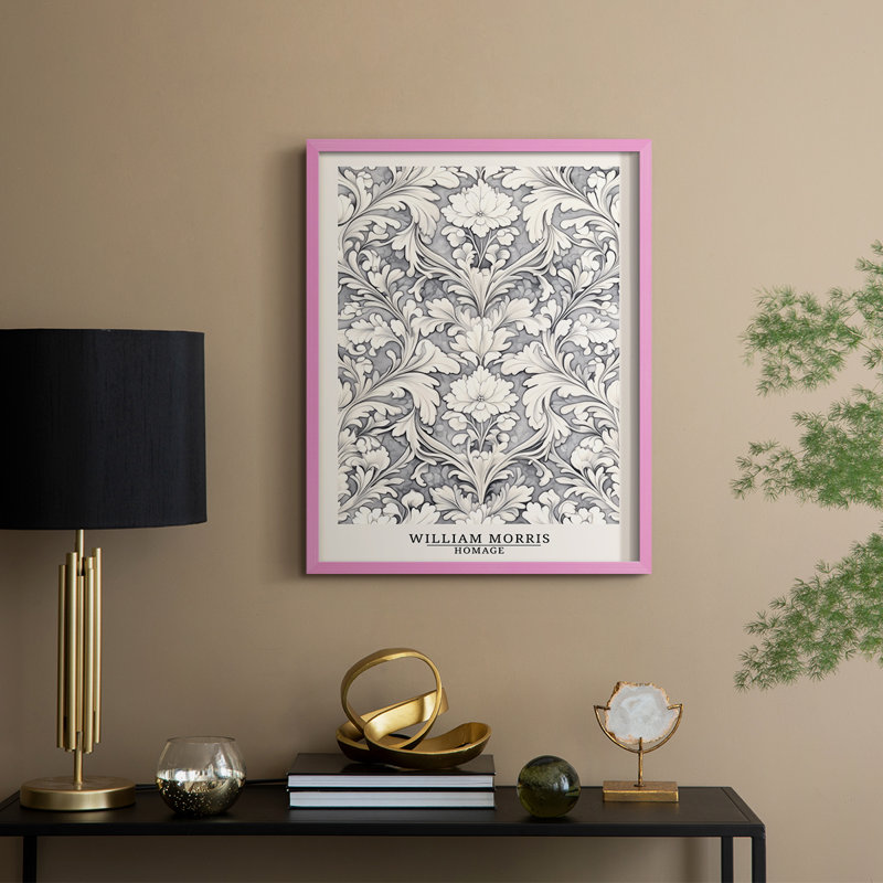 Imprimé encadré en bois massif de la série DCCXLVI de Wm Morris, Rose, H 11 po x l 9 po