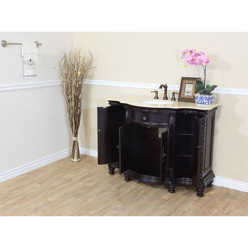 Ensemble de meuble-lavabo simple 48 po Espey, Acajou foncé, Crème corozo