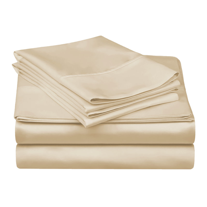 Ensemble de draps en coton Superior Bedding, Ensemble de draps 4 pièces California, Ivoire uni