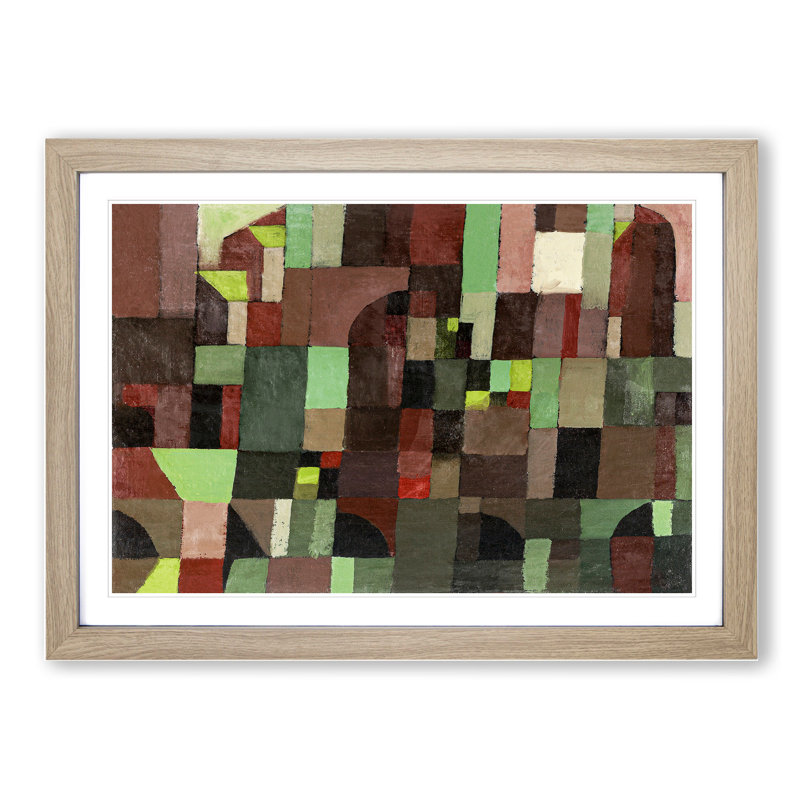 Red and Green Architecture by Paul Klee - Picture Frame Painting, Oak Framed, 27cm H x 36cm W x 2cm D