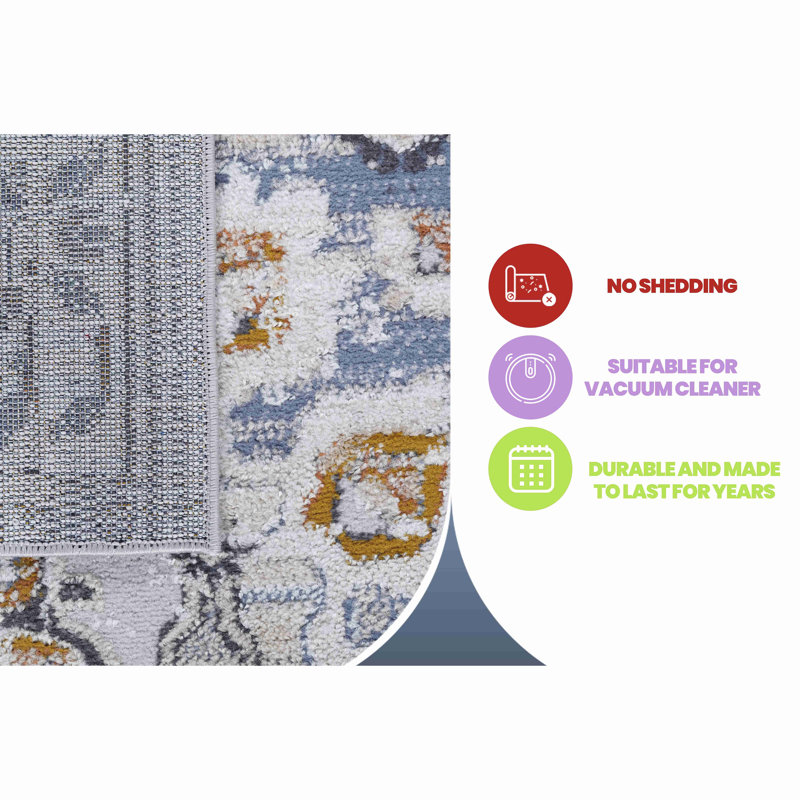 Collection Medallion Non-Shedding Living Room Bedroom Dining Home Office Stylish And Stain Resistant Area Rug