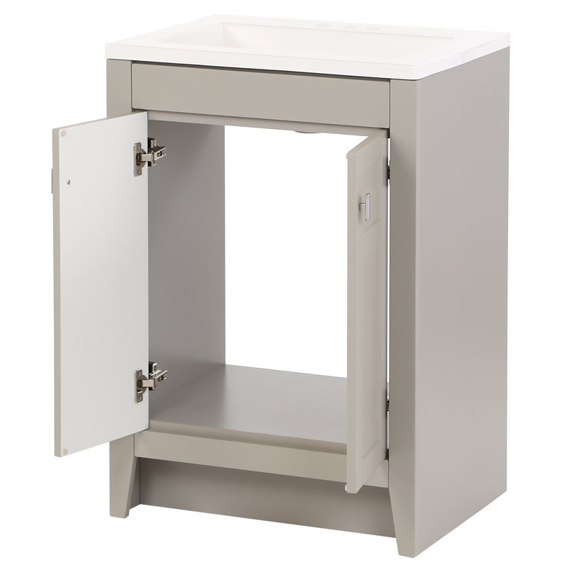 24.5" Single Bathroom Vanity With Cultured Marble Top, Gray