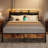 Nottaway Queen Size Bed Frame with Power Outlet, 2 Folding Panels, Upholstered Headboard and LED Light Strip-405143285
