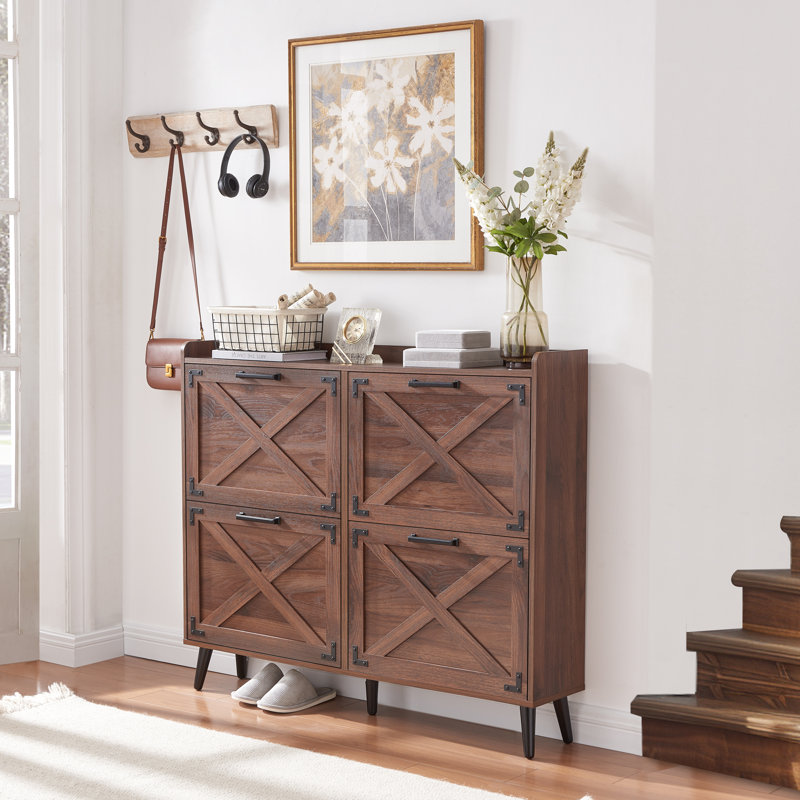 Armoire de rangement pour chaussures Chea avec tablettes réglables, Bois de chêne, 4