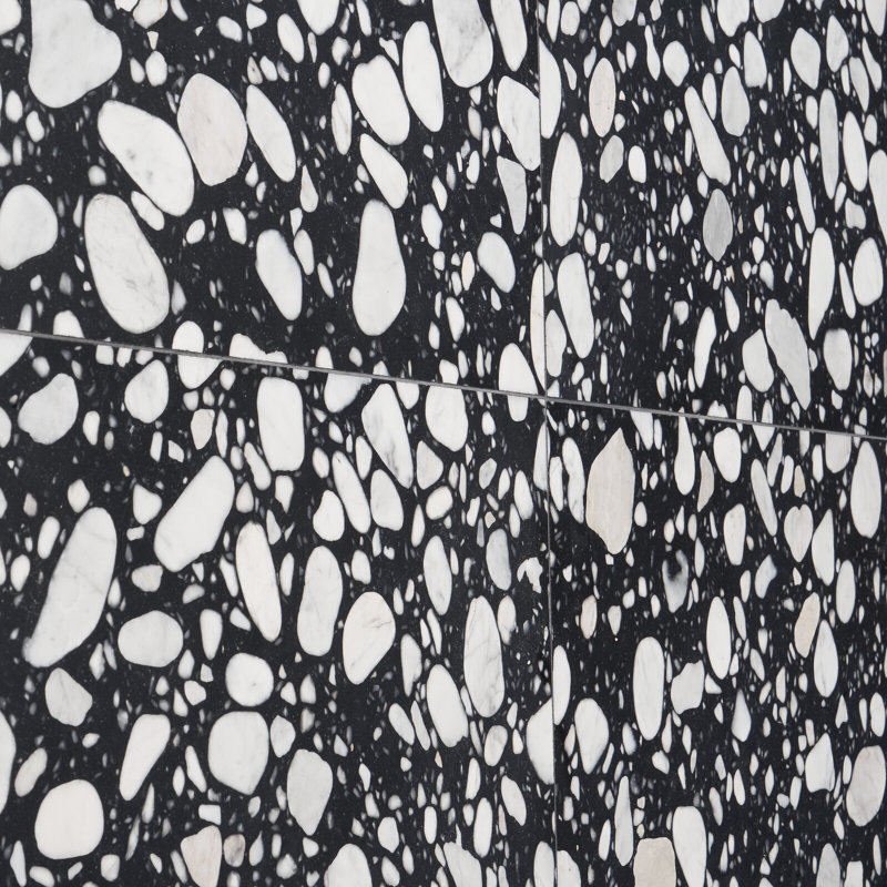 Terrazzo Italy Sacra 24x24 Honed Marble Tile, Sacra Black & White