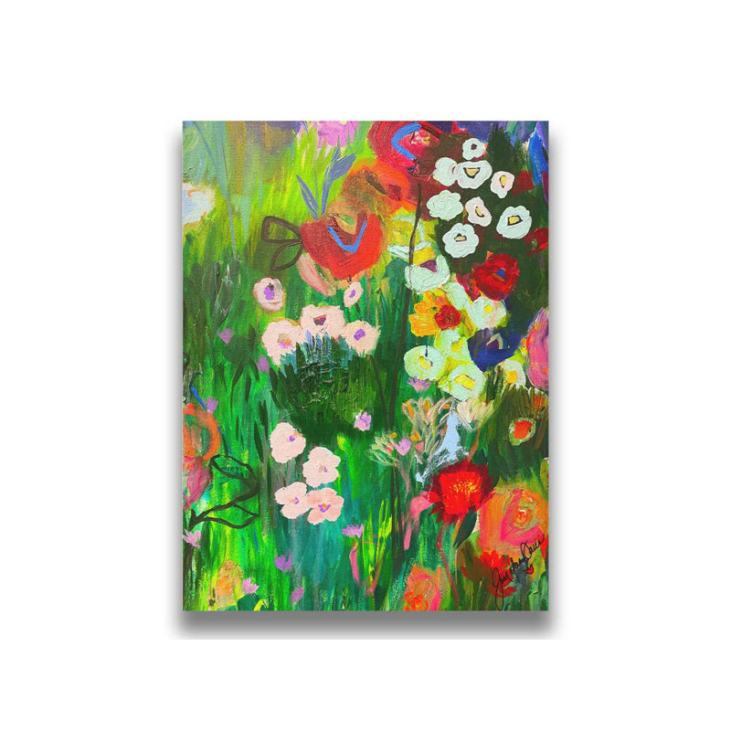 Jardin floral I par JD Studio, Toile sans cadre, Pas de tapis, H 12 po x l 16 po