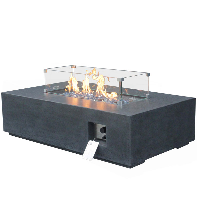 Table de foyer d'extérieur au gaz propane en béton 52 pouces