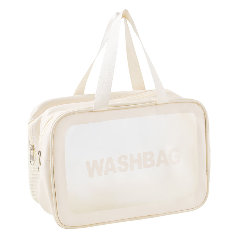 PU Leather；Polyester；PVC；Nylon Zipper Makeup Organiser, Beige