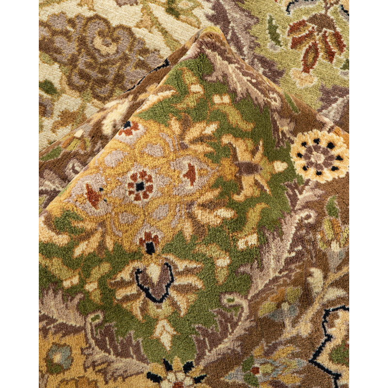 Tapis unique doré / gris noué à la main 7 pi 1 po Rheanne