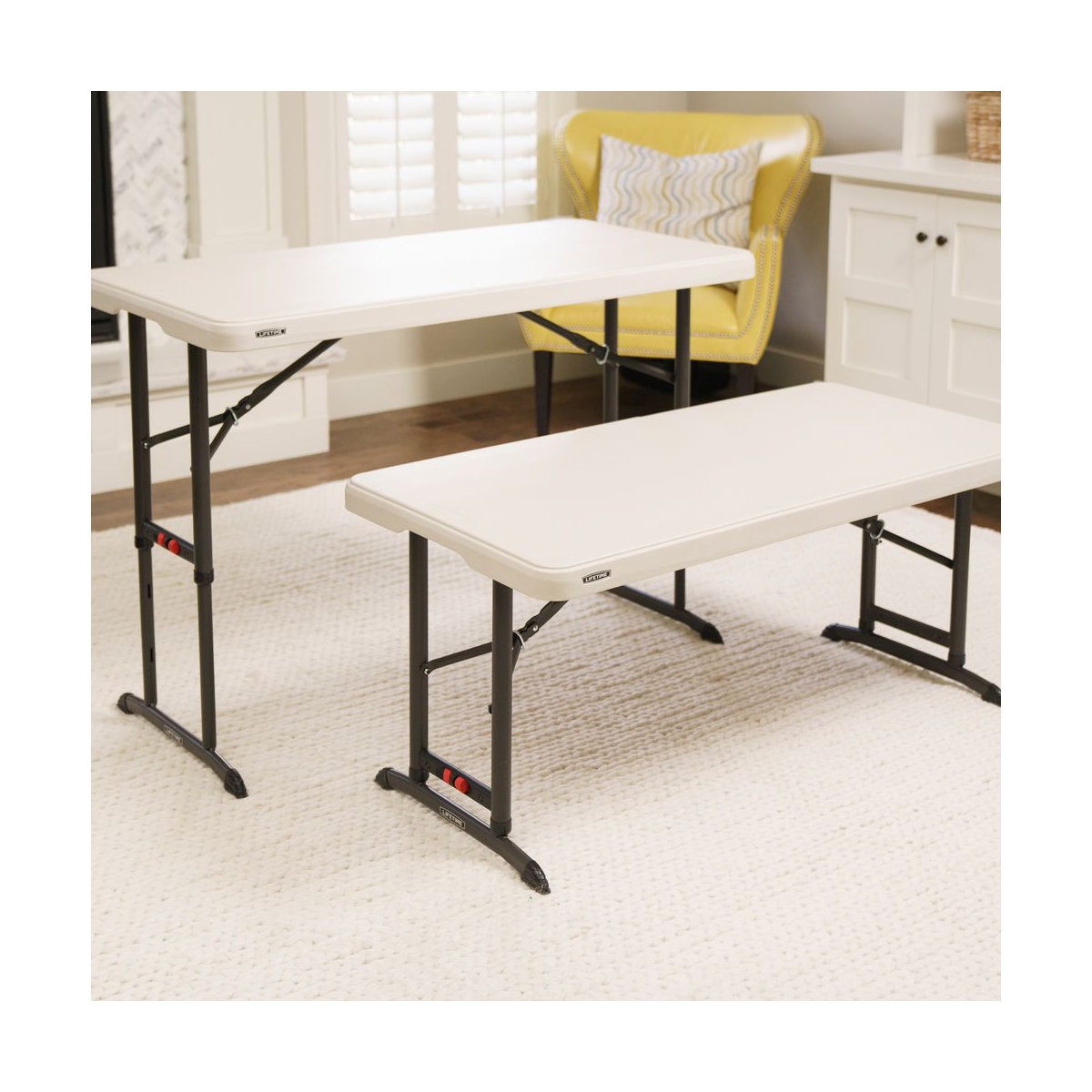 Lifetime 48.1'' Plastic Rectangular Fold-in-Half Adjustable Folding ...