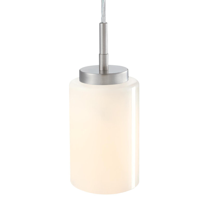 Mini-luminaire suspendu d'intérieur à une lumière, verre opale blanc, Nickel brossé