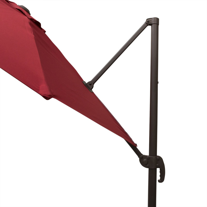 10ft Cantilever Patio Umbrella with 360° Rotation, Wine Red
