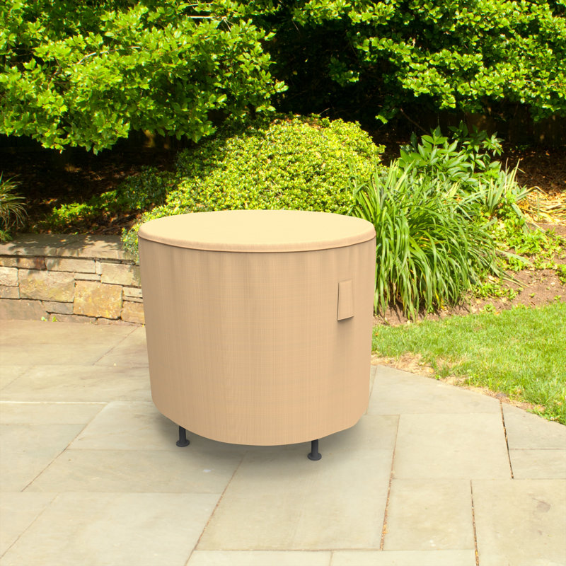 Eduardo Outdoor Round Patio Table Cover, 20" H x 26" W, Tan