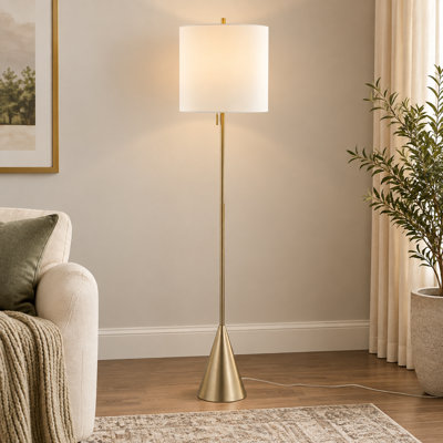 Lampe sur pied contemporaine en métal doré de 64 pouces