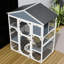Cage à animaux spacieuse en bois gris avec 2 boîtes pour faire la sieste, 3 plateformes d'escalade, maisons de couchage imperméables