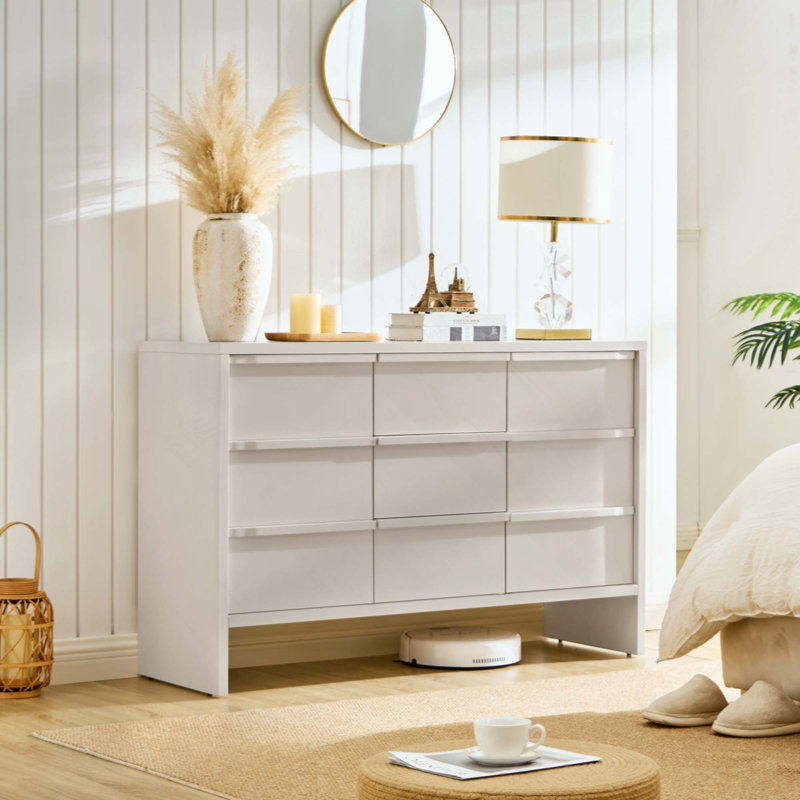 Buffet Mid-Century moderne avec rangement, armoire de rangement avec 2 portes et 3 tiroirs et poignées en bois massif pour la cuisine, le salon, la console
