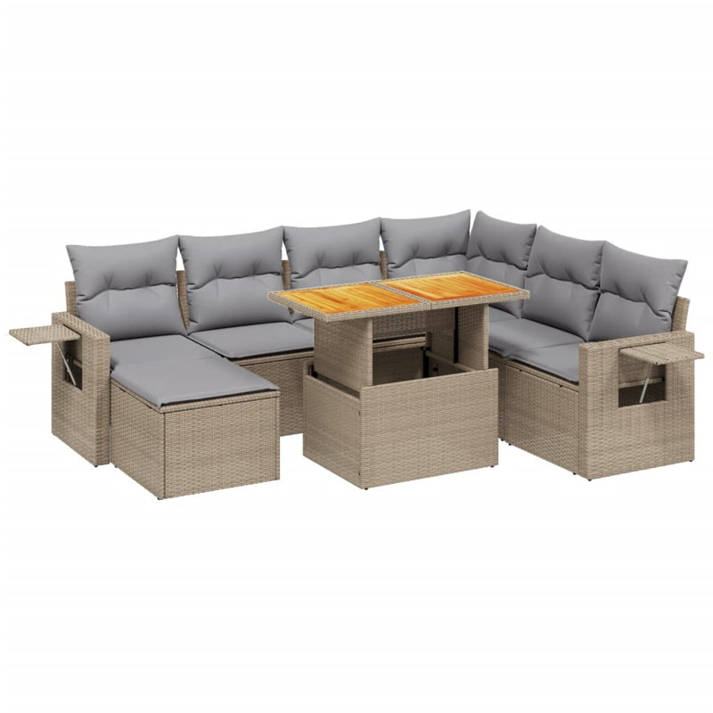 Ensemble de canapé de patio avec coussins 8 pièces Vidaxl, 3x corner + 3x middle + footrest + table, Noir / Crème