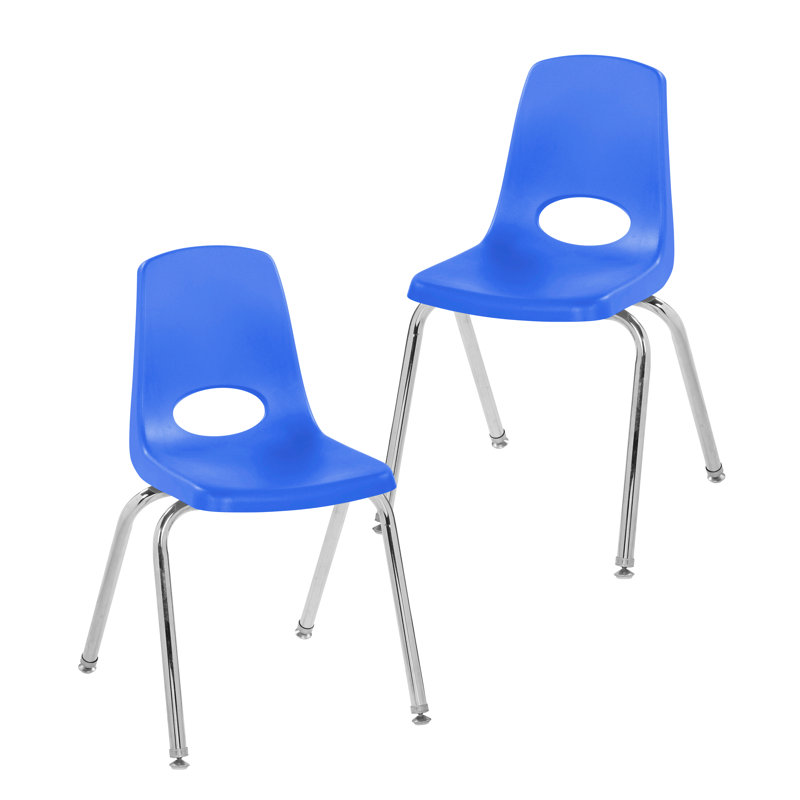 Chaise empilable 16 po avec glissières pivotantes, 2 pièces, Bleu, 16"