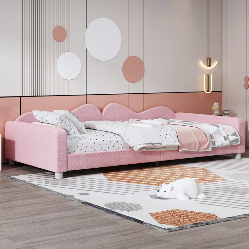 Lit de jour en sherpa, Simple, Rose