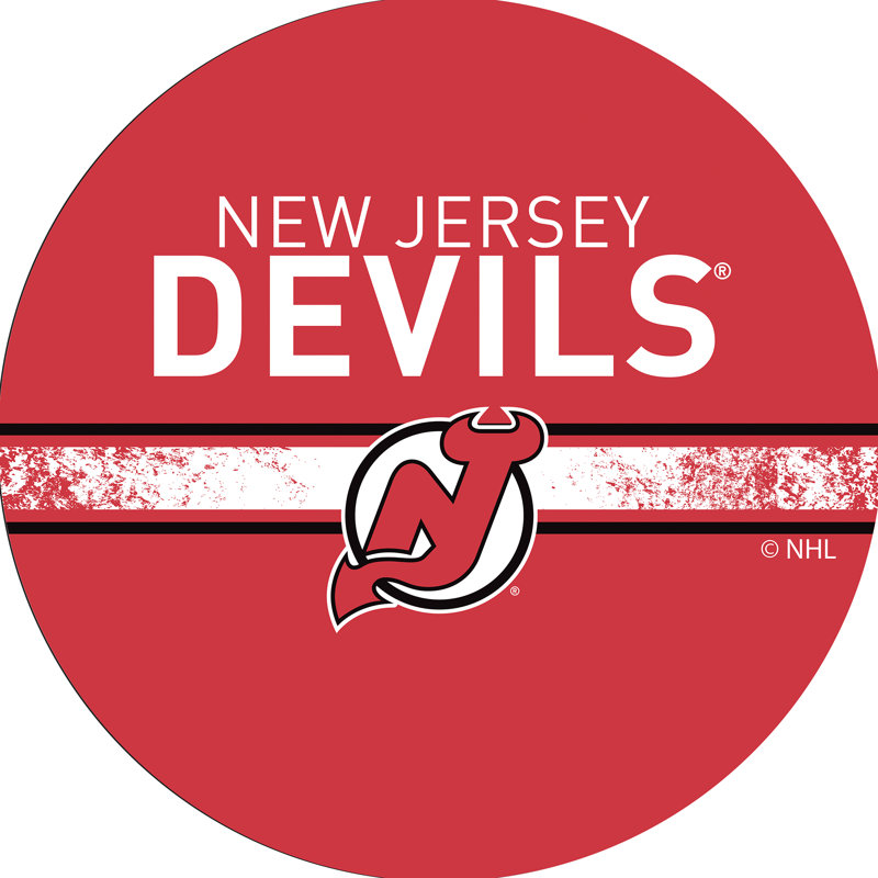 NHL Swivel Upholstered Counter Stool with Metal Frame, New Jersey Devils