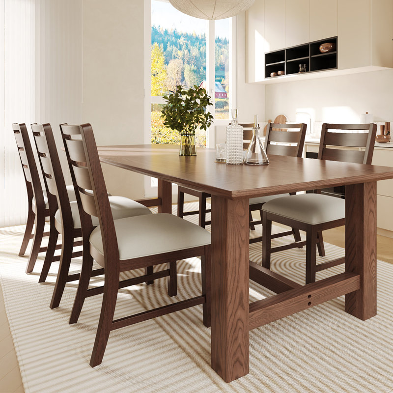 Upholstered Solid Wood Dining Chair, Brown