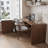 86.61"Dark walnut L-Shaped Solid Wood Office Sets