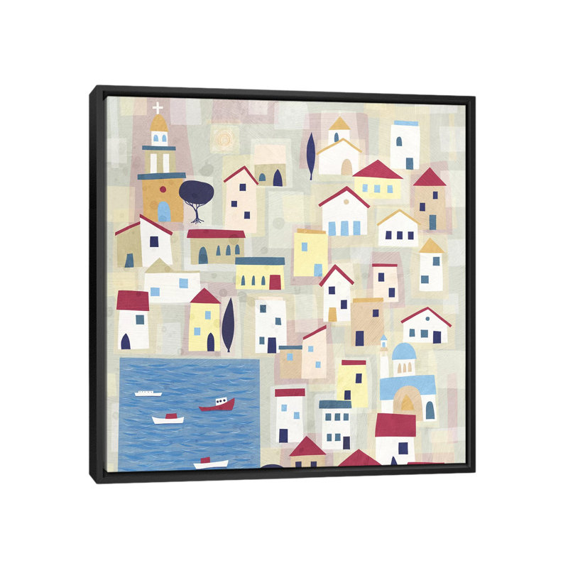 « Halki » par Nic squirrell-impression d’art graphique, Toile avec cadre noir, H 18 po x l 18 po x 1,5 po, Pas de tapis