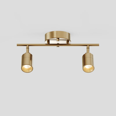 Shura Brushed Brass 2-Light Track Light With Rotatable Heads, Integrated LED, 15 In. Track Lighting Kit, 3000K, 1120 Lmn