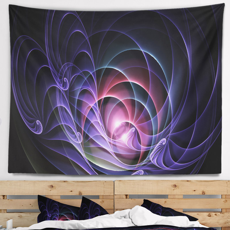 Tapisserie à motif fractal artful 3d abstract blue, H 78 po x l 92 po