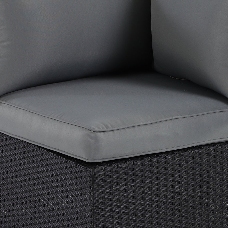 Canapé modulaire d'extérieur avec coussins 110,2 po Siardus, Noir, Noir