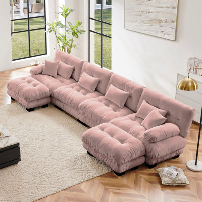 Canapé modulaire à combinaison libre, canapé en forme de U pour le salon, canapé confortable à 4 places avec 2 repose-pieds, chenille