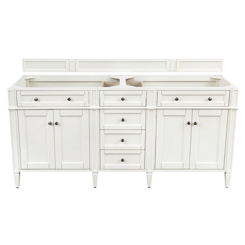 Brittany 72'' W Double Bathroom Vanity Base, Bright White