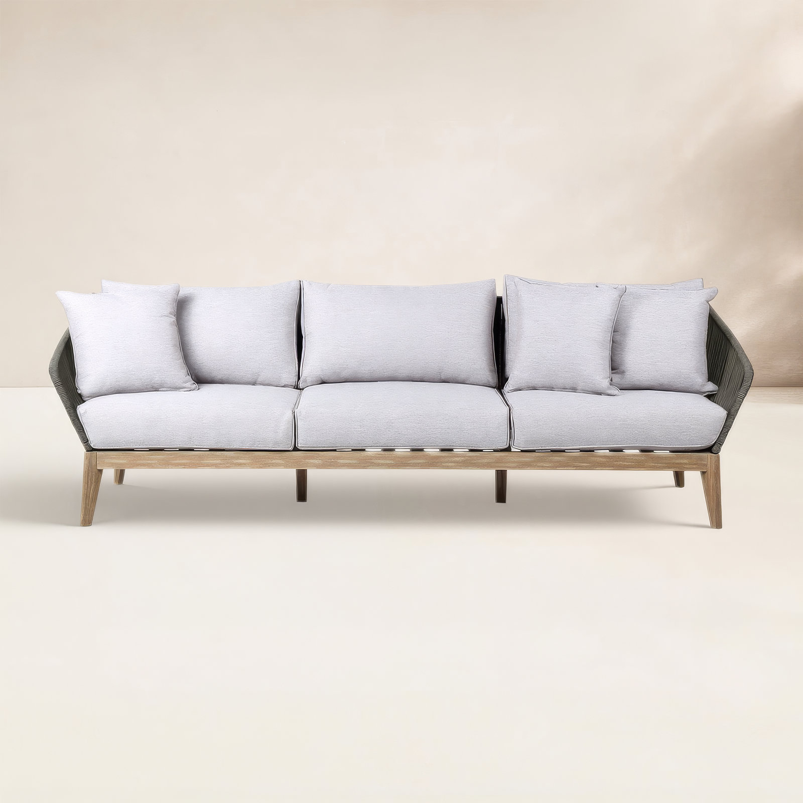 Fynn 93" Eucalyptus Patio Sofa, Light Eucalyptus