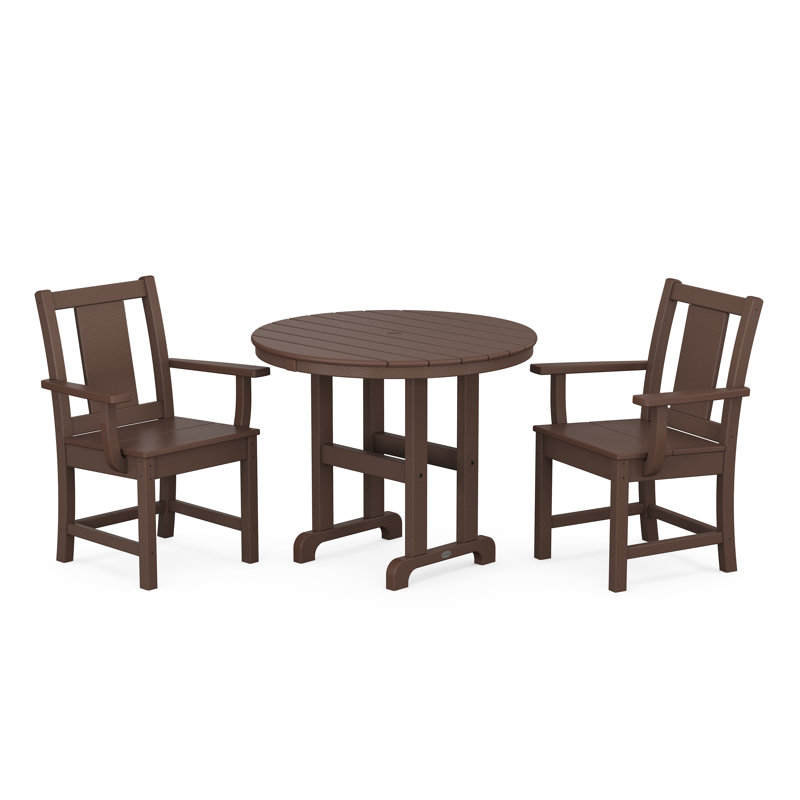 Prairie 3-Piece Farmhouse Dining Set, Mahogany