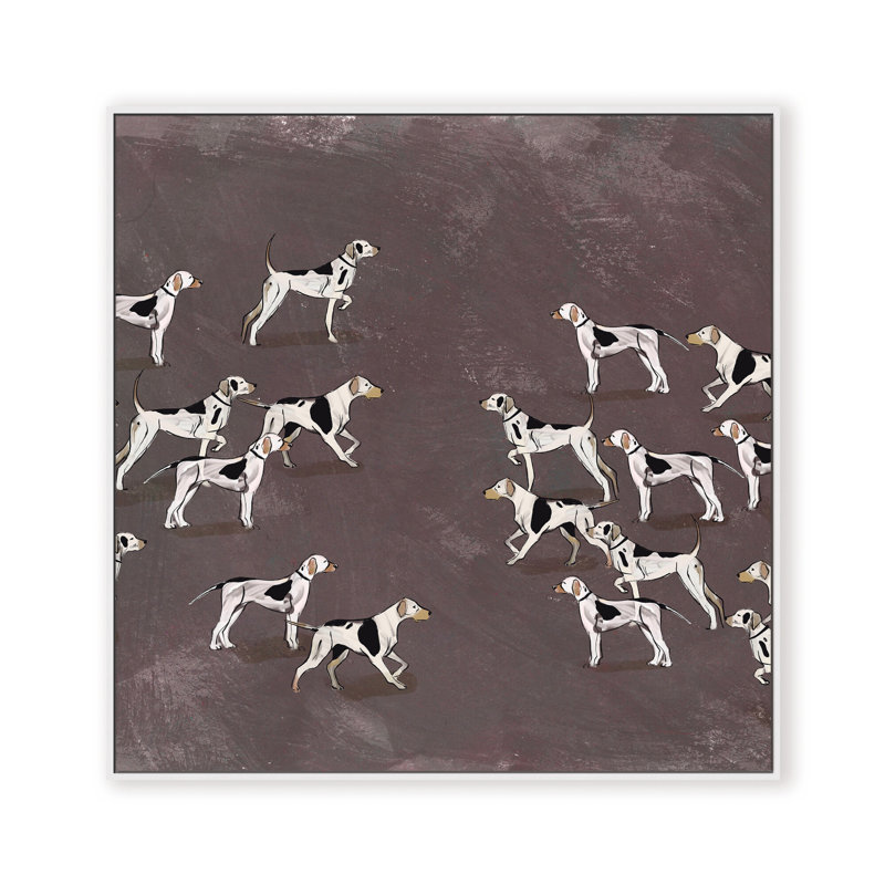 Nature Inspired Modern Ensemble: Sleek Hound Soirée, 36" H x 36" W, Framed Matted Print, Gold