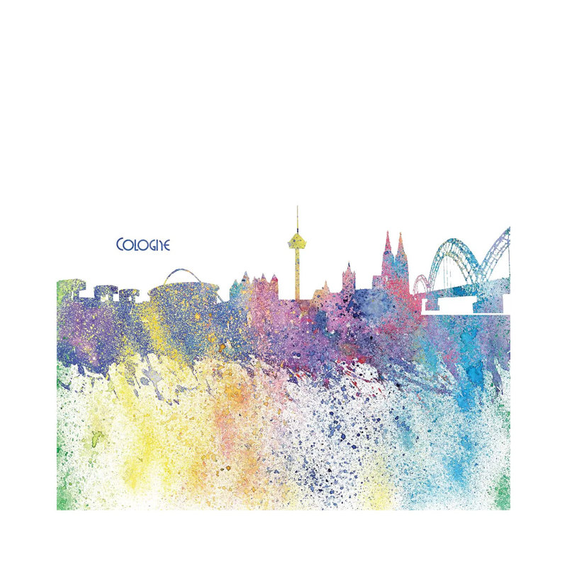 Cologne Germany Skyline Silhouette Impressionistic Splash by Markus & Martina Bleichner - Wrapped Canvas Print