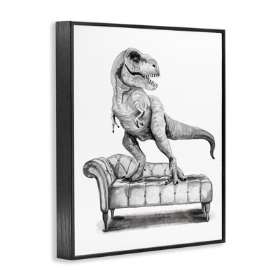 T-Rex Lounging On Couch Framed Giclee Art, Design By Rachel Nieman