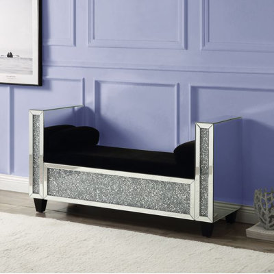 Bryson Bench, Mirrored & Faux Diamonds