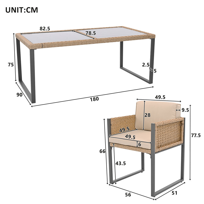 Wicker 6 - Person Garden Lounge Set with Cushions