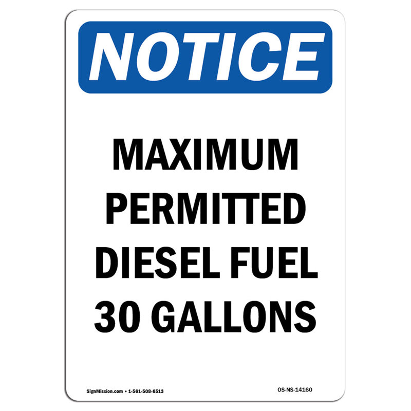 Maximum Permitted Diesel Fuel Sign
