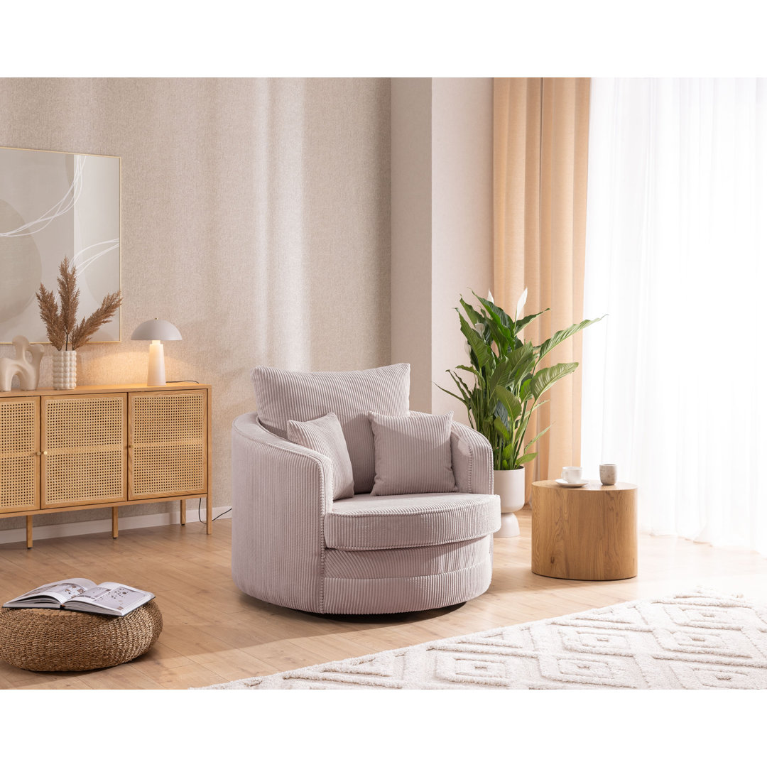 Ted Armchair Swivel Barrel Soft Chair in Cord Fabric