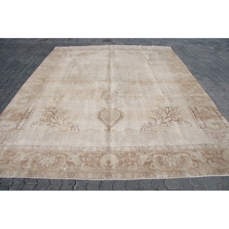 Tapis turc Oushak tissé à la main en laine beige pour décor de salon surdimensionné tapis Anatolian