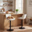Swivel Bar Stools Modern Faux Leather Upholstered Counter Stools for Kitchen Island, Adjustable Height Stools with Footrest for Home Bar-1925932788