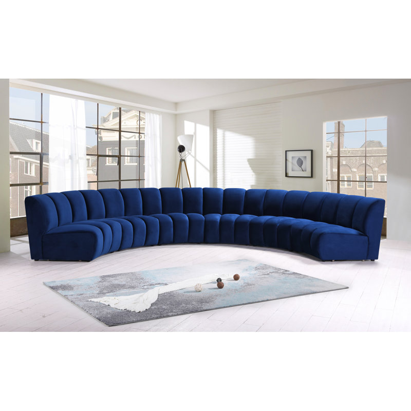 Canapé modulaire en velours Infinity, Velours bleu marine, 6 pièces