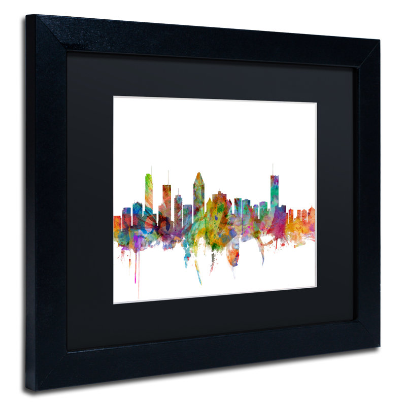 « montréal canada horizon », impression encadrée, H 11 po x l 14 po x P 0,5 po, Cadre noir, Noir