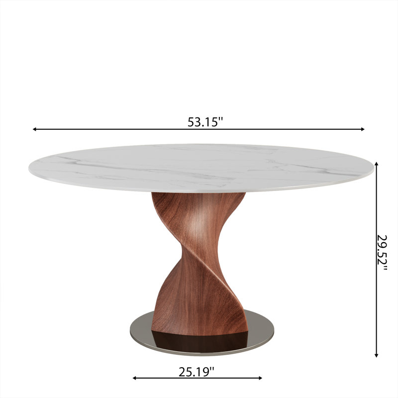 Table de salle à manger Mid-Century, 29.53"H x 53.15"L x 53.15"W, Glossy Snowy