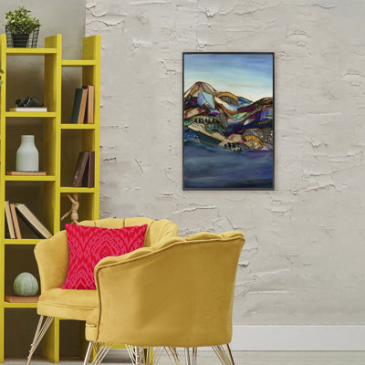 Patchwork Collaged Mountains Framed Giclee, design by Van Horne-Borcherding