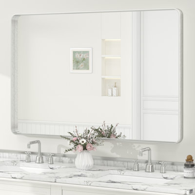 Miroir de salle de bain mural en verre trempé et métal Molly