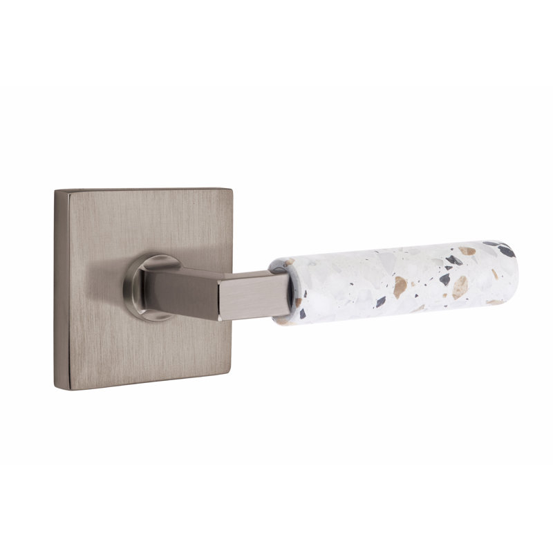 Select Privacy (Bed & Bath) Door Lever, Left, Pewter/Light Terrazzo