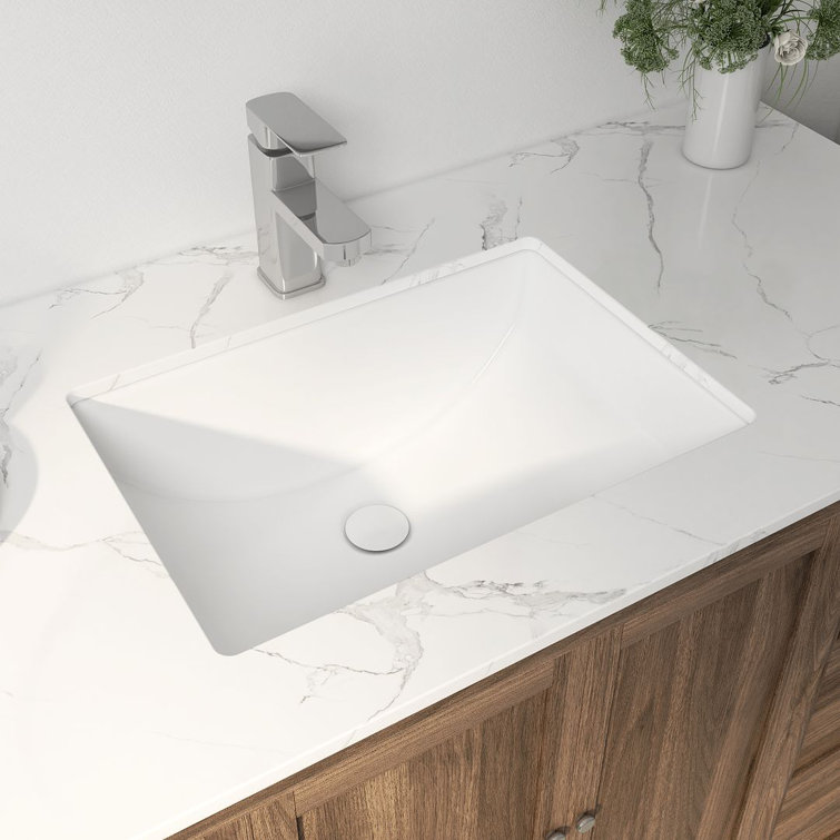 Denbigh 21'' W x 15" D Vitreous China Rectangular Undermount Bathroom Sink with Overflow